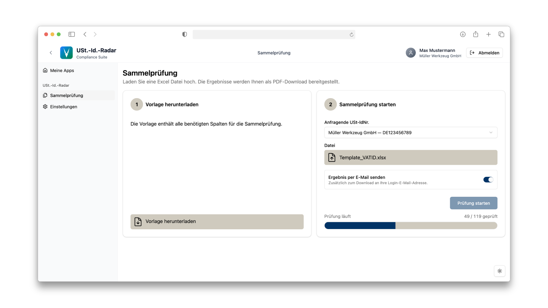 Sammelprüfung: Für eine Liste von Geschäftspartnern